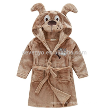 Kinder mit Kapuze Terry Robe Fleece Bademantel, Kinderschlafanzüge Nachtwäsche, brauner Hund, 100% Polyester, extra komfortabel und weich